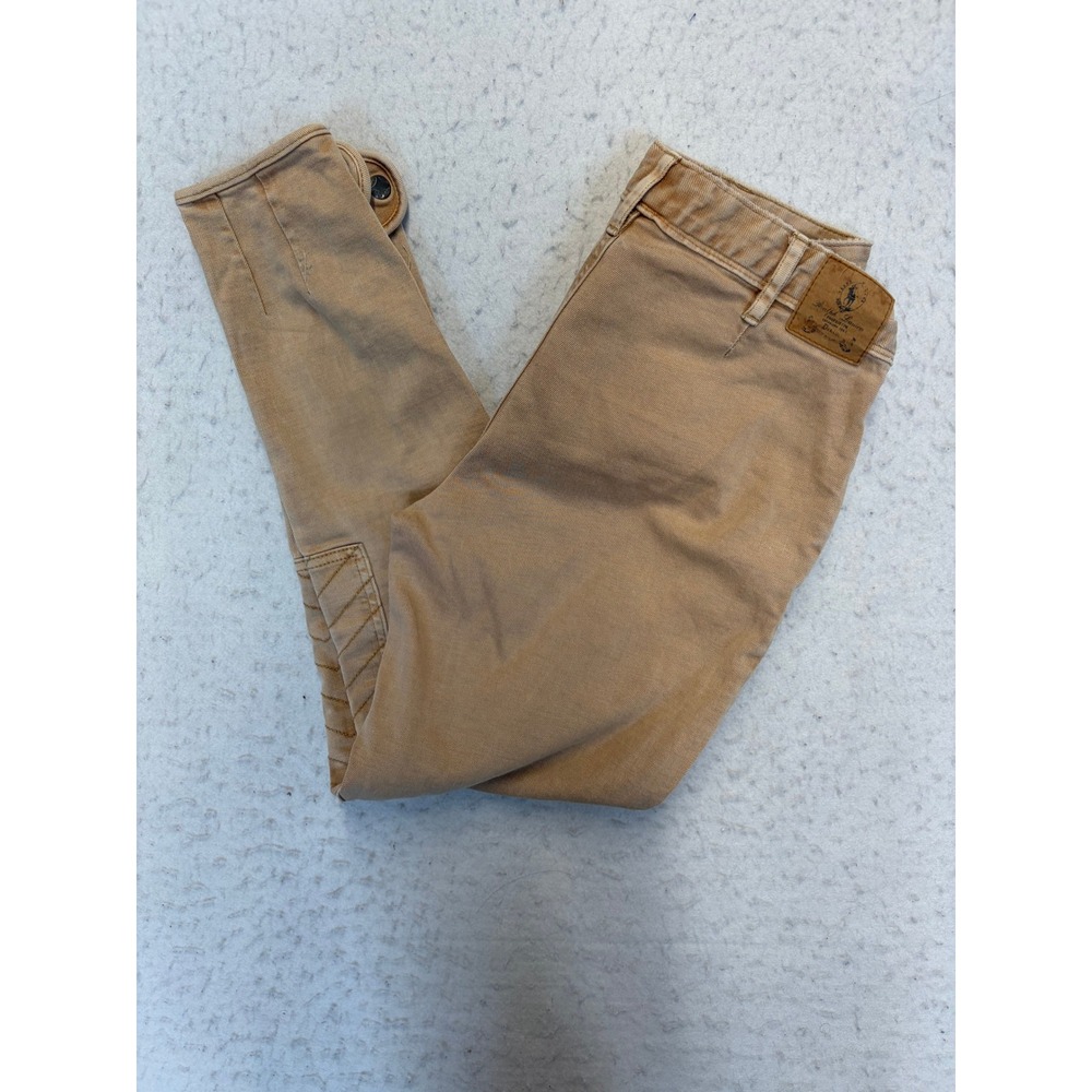 Ralph Lauren Sport Equestrian Pants Womens 28 Tan Jodhpur Skinny Ankle Zip